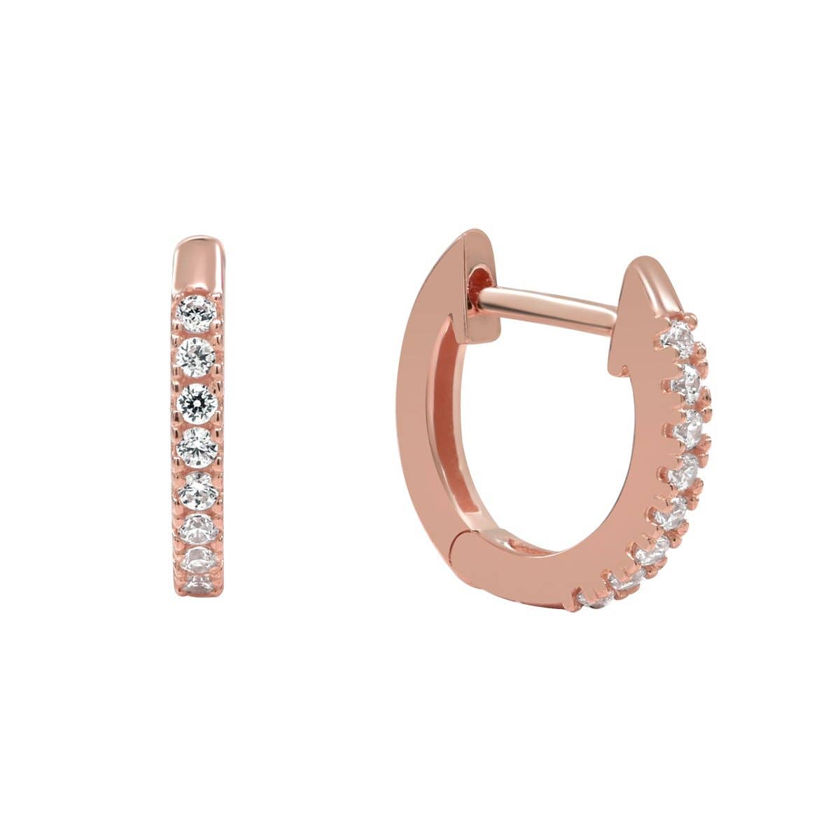 10k Solid Gold Pave CZ Huggies White Gold