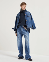 Denim Loose Trousers in Medium Denim