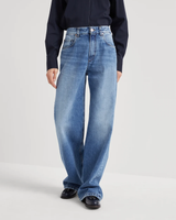 Denim Loose Trousers in Medium Denim