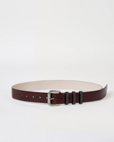 Glossy Hammered Calfskin Belt in Burgundy