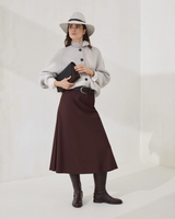 Twill Flute Skirt in Burgundy