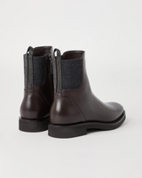 Matte Calfskin Chelsea Boots in Brown