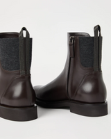 Matte Calfskin Chelsea Boots in Brown