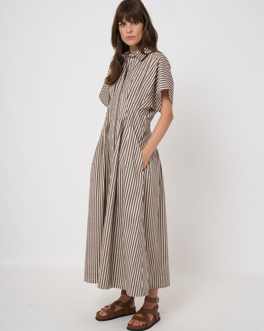 Stripe A-Line Dress in Chestnut