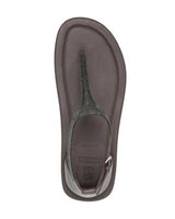 Beaded Leather T-strap Sandals in Dark Brown