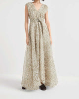 Ethnic Print Dress in Khaki