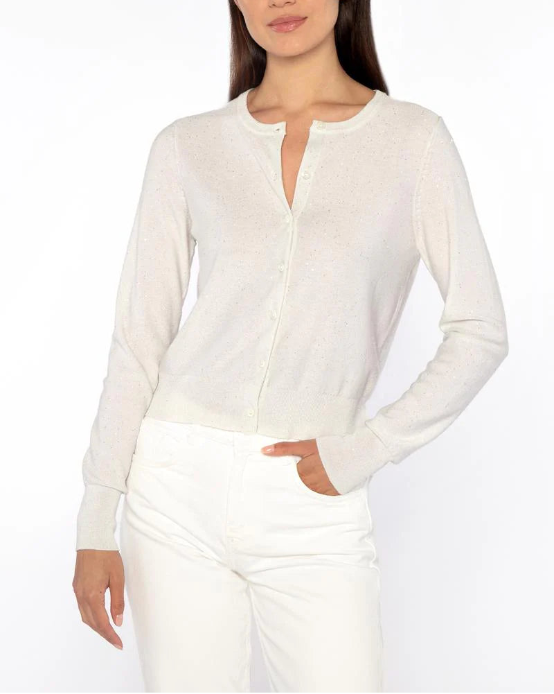 Sequin Dress Cardigan in Ivory