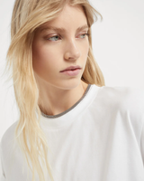 T-Shirt with Monili Faux Layer in White