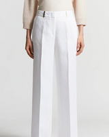 Herringbone Trousers in Yarn-Dyed Viscose and Linen in Light White