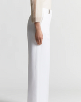 Herringbone Trousers in Yarn-Dyed Viscose and Linen in Light White