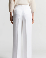 Herringbone Trousers in Yarn-Dyed Viscose and Linen in Light White