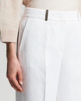 Herringbone Trousers in Yarn-Dyed Viscose and Linen in Light White