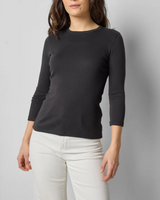 3/4 Sleeve Crew in Black