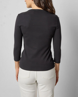 3/4 Sleeve Crew in Black