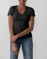 Short Sleeve V-Neck in Black
