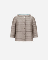 Reversible Down Cape Jacket in Tortora / Chantilly
