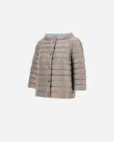 Reversible Down Cape Jacket in Tortora / Chantilly