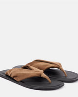 Suede Thong Sandal in Brown