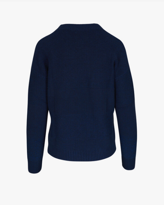 Lurex Stripe Crew in Navy