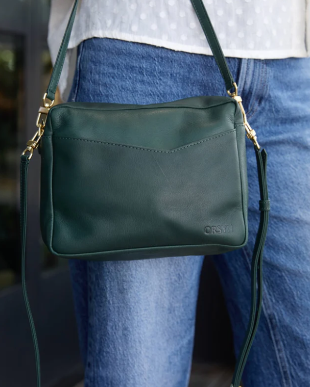 Rome Crossbody Forest Green Aniline