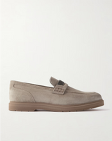 Suede Penny Loafer with Monili