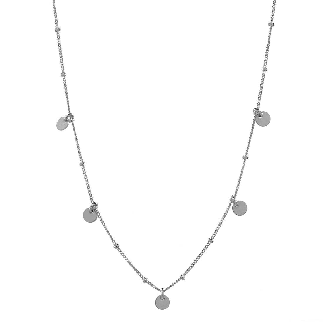5 Tiny Discs Ball Chain Gold Filled Necklace