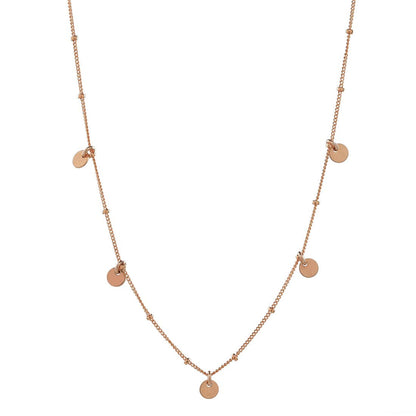 5 Tiny Discs Ball Chain Gold Filled Necklace