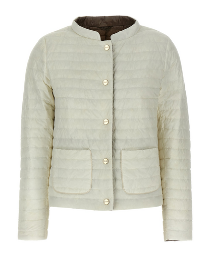 Reversible Short Down Jacket in White / Taupe