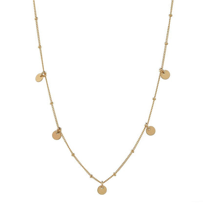 5 Tiny Discs Ball Chain Gold Filled Necklace
