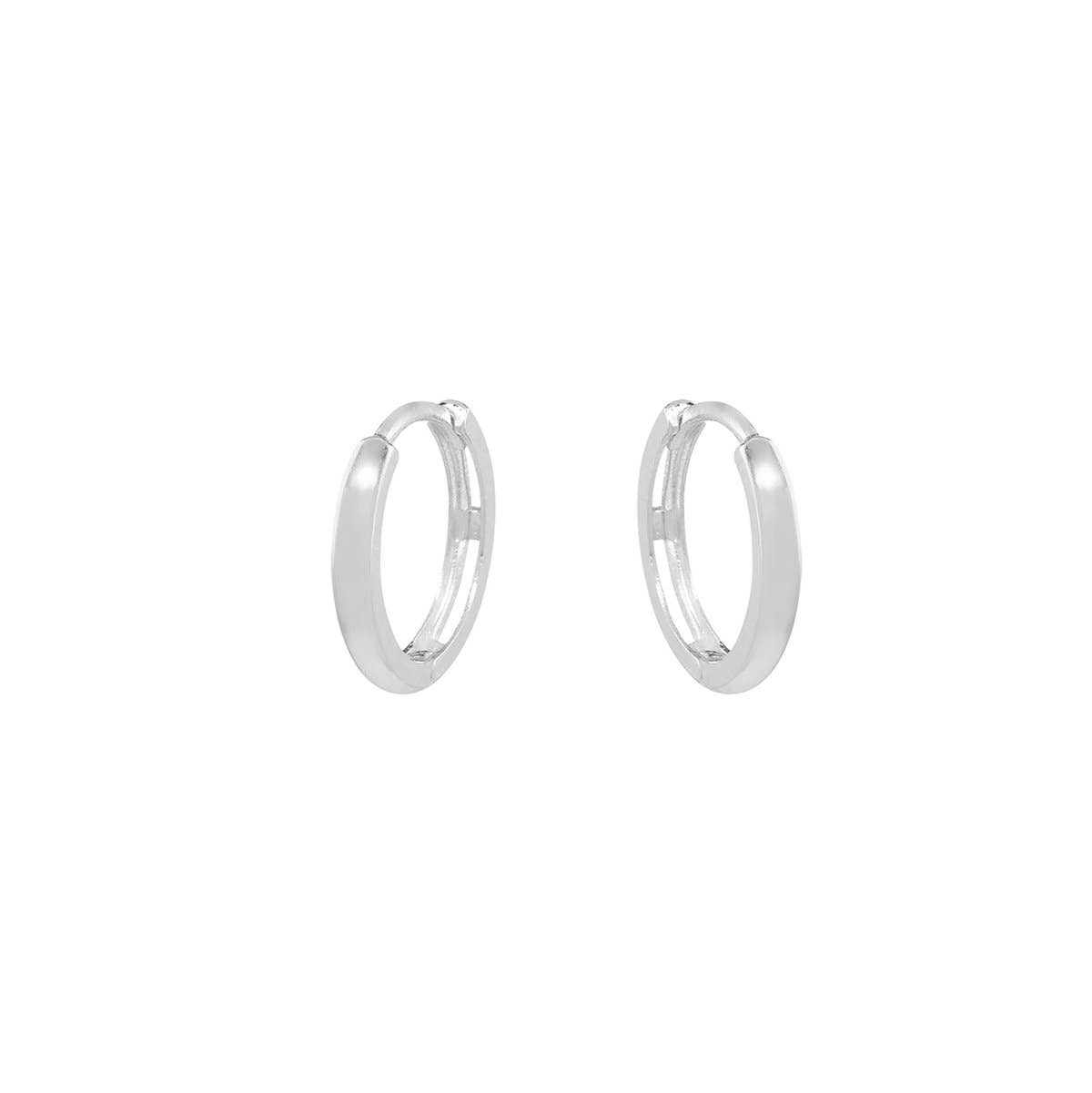 Solid 14k White Gold Thin 13mm Huggies