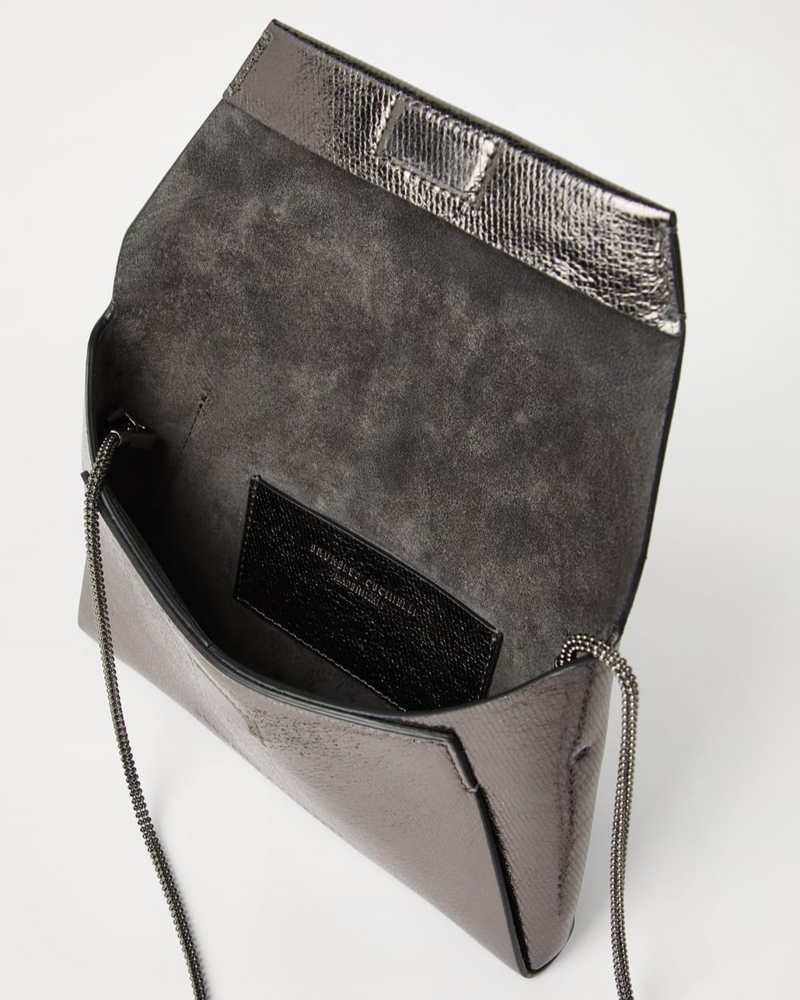 Lamé Calfskin Pochette in Anthracite