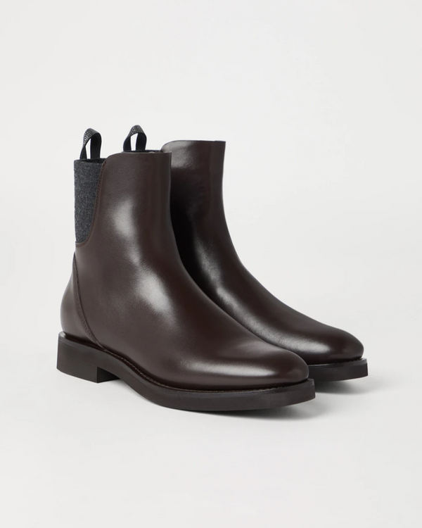 Matte Calfskin Chelsea Boots in Brown