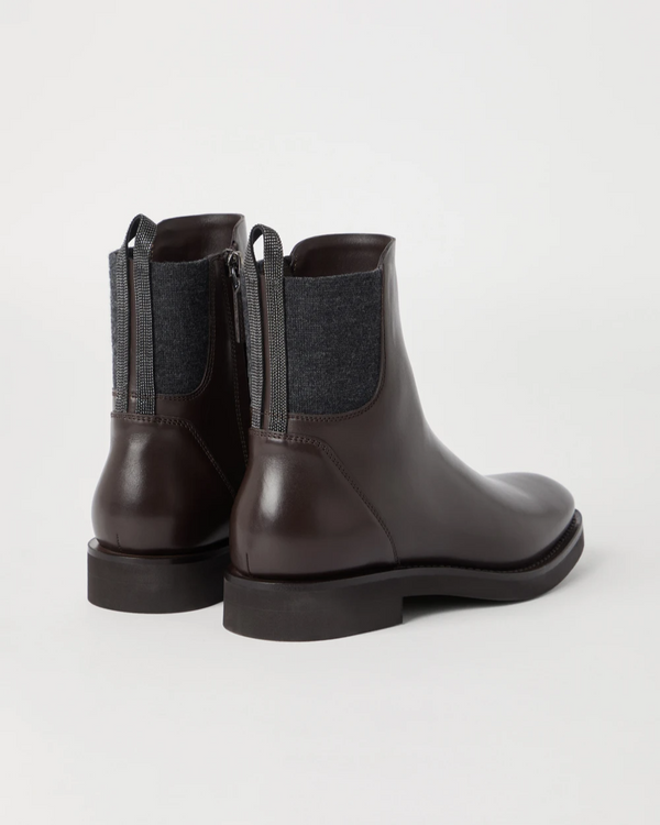 Matte Calfskin Chelsea Boots in Brown