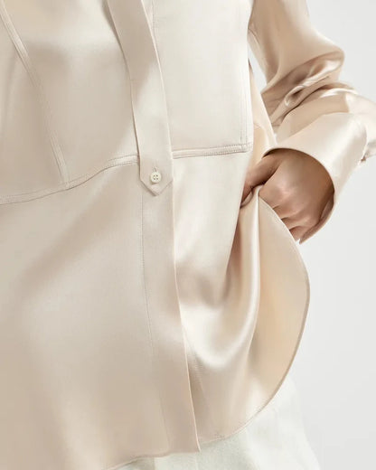 Satin Shirt with Monili in Sand