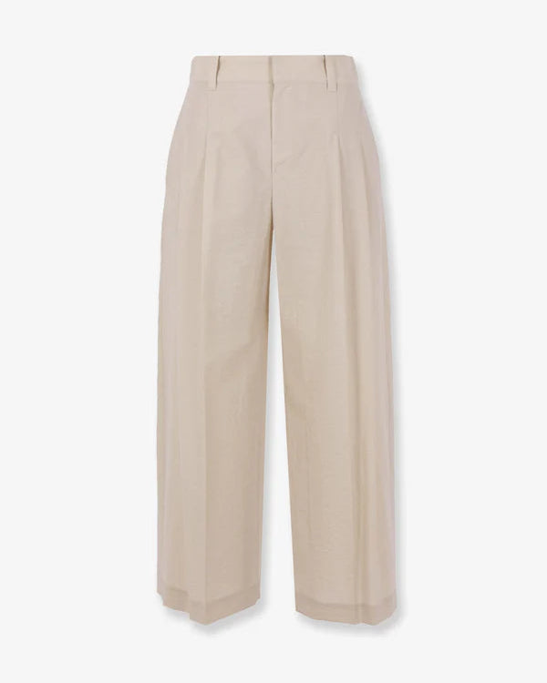 Techno Cotton Poplin Deep Pleat A-Line Pant in Quartz