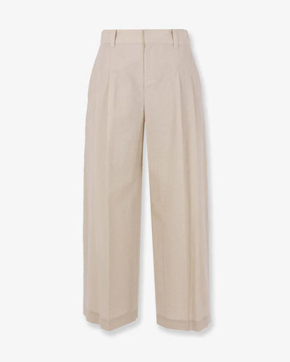 Techno Cotton Poplin Deep Pleat A-Line Pant in Quartz