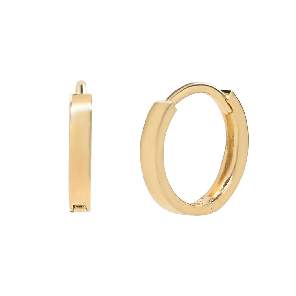 Solid 10k Gold Flat Huggies