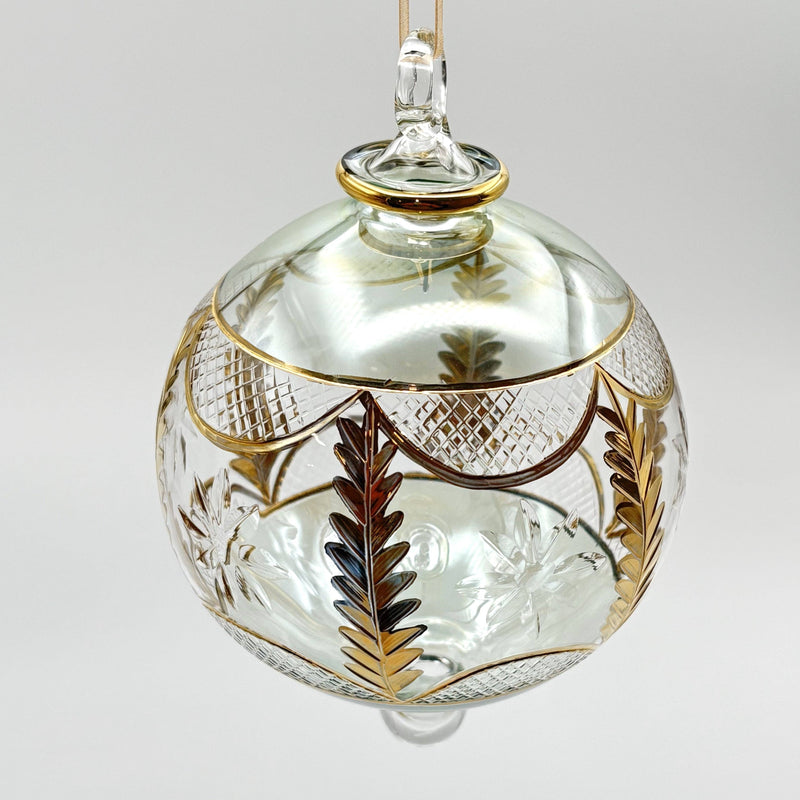 Blown Glass Ornament - Olive Branch Green