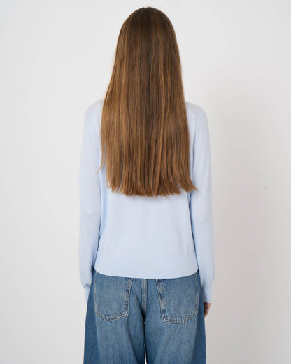 100% Superfine Cotton Crew-Neck Sweater in Ocean