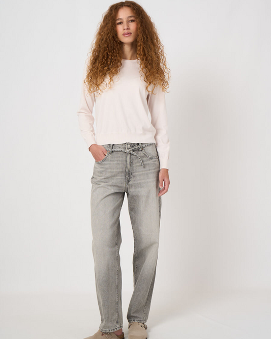 100% Superfine Cotton Crew-Neck Sweater in Gloss