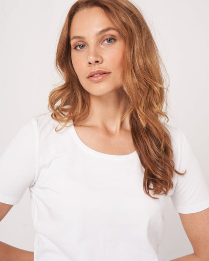 Basic Cotton Crew Neck T-Shirt in White