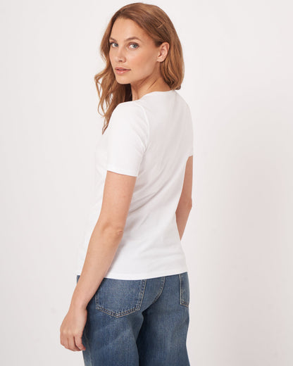 Basic Cotton Crew Neck T-Shirt in White