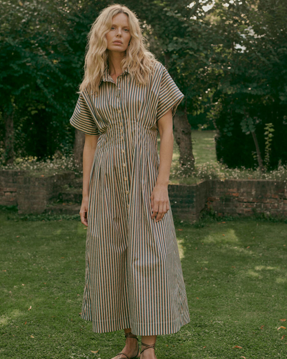 Stripe A-Line Dress in Chestnut