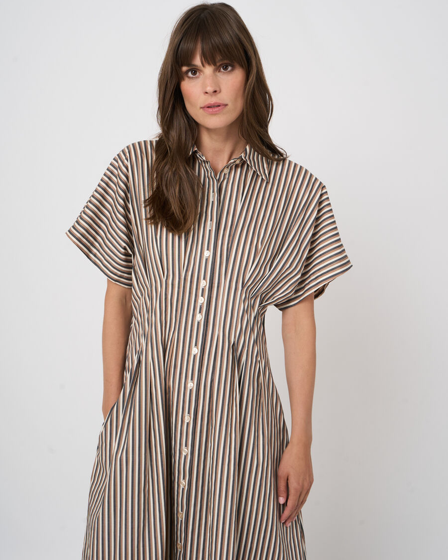 Stripe A-Line Dress in Chestnut