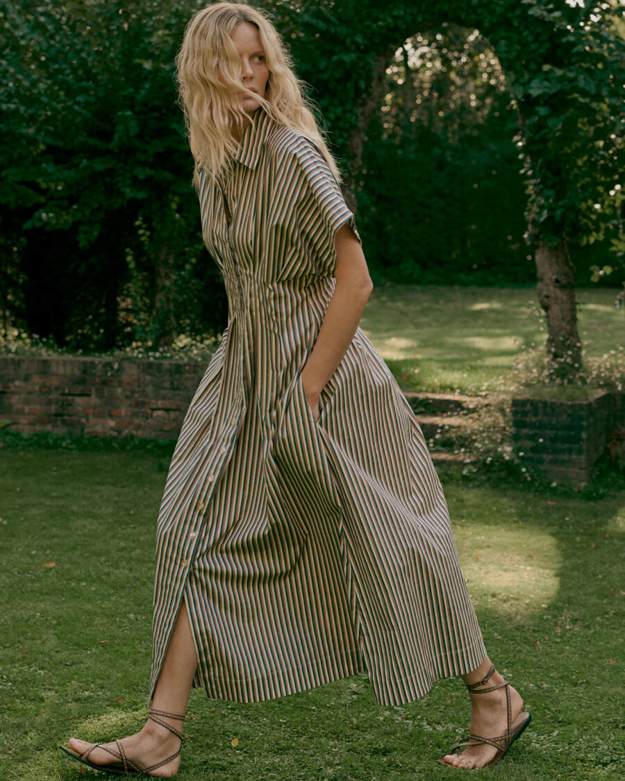 Stripe A-Line Dress in Chestnut