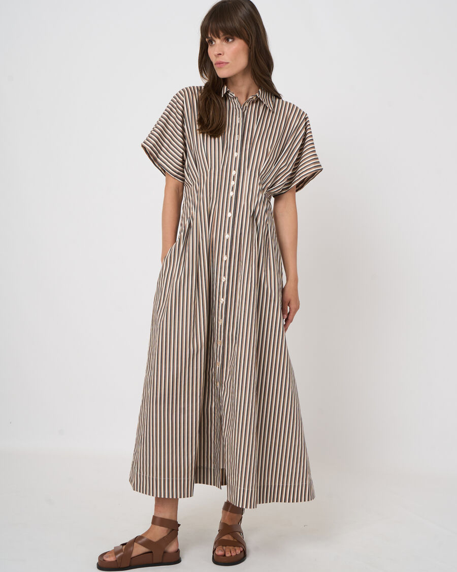 Stripe A-Line Dress in Chestnut