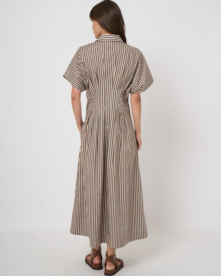 Stripe A-Line Dress in Chestnut