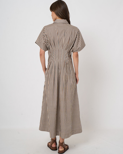 Stripe A-Line Dress in Chestnut