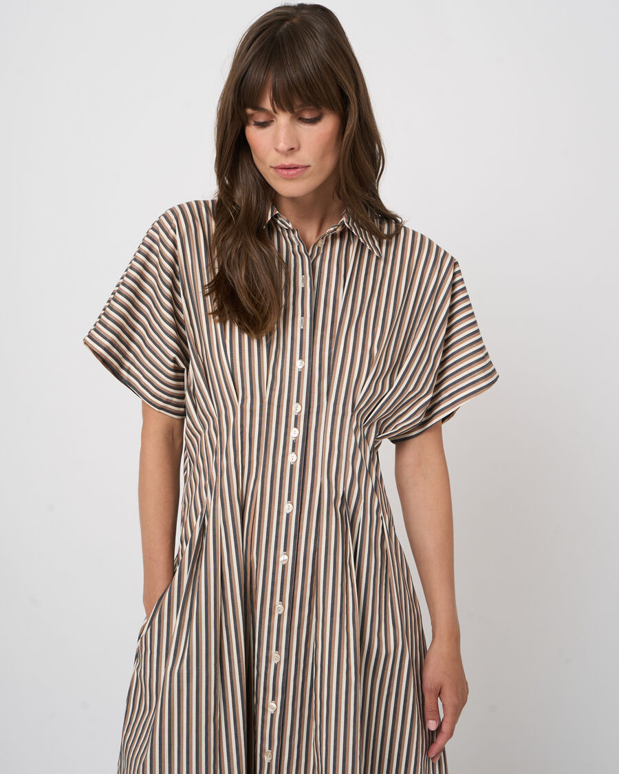 Stripe A-Line Dress in Chestnut