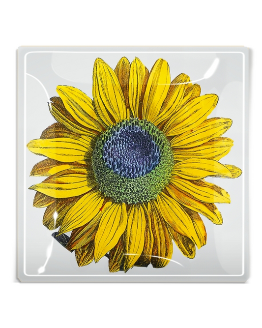 Amagansett Sunflower 6" x 6" Decoupage Glass Tray